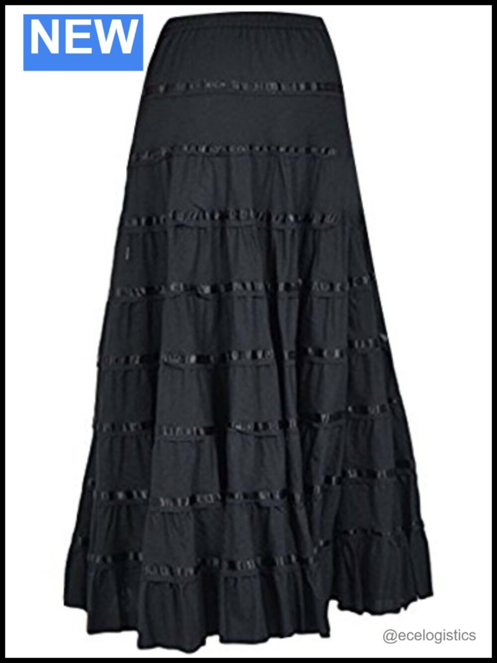 Solid Cotton Maxi Skirt for Women Elastic Waist Beach Coverup